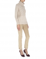 Jersey cuello cisne beige punto cruzado en pecho