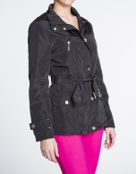 Black short zippered trench