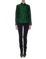 Green long- sleeved silk blouse 