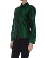 Green long- sleeved silk blouse 