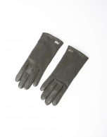 Green lambskin leather gloves