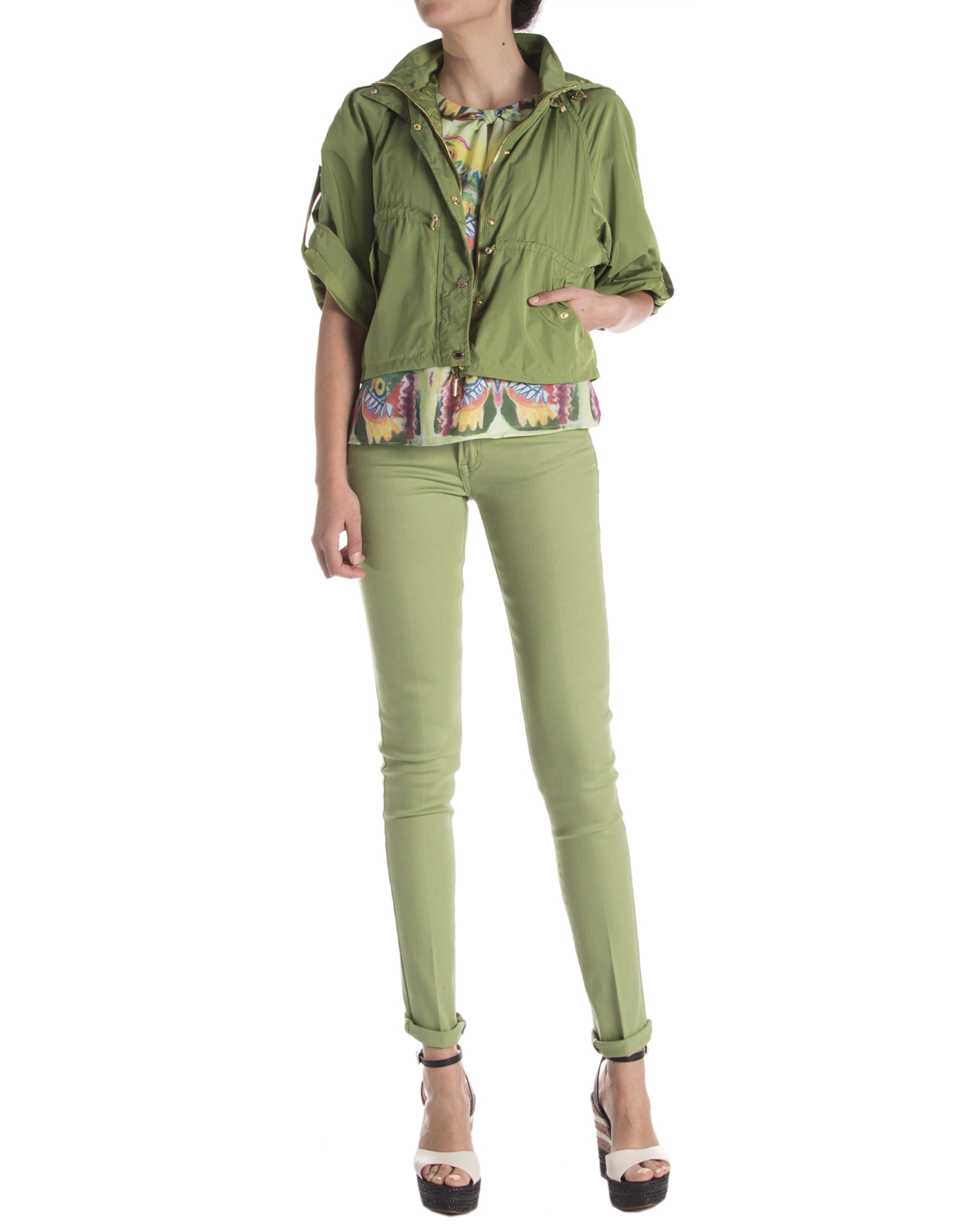 Short green trench coat