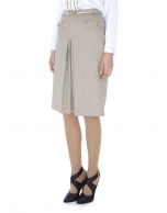 Beige front pleated skirt 