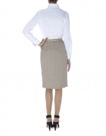 Beige front pleated skirt 