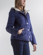 Short blue anorak with hood