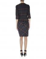 Straight skirt with slanted Scottish kilt print 