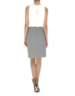 Hounds tooth microprint pleated and buttoned skirt