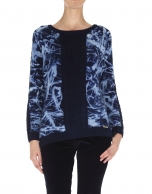 Blue print wool cable stitch sweater 