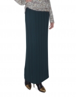 Long green pleated skirt