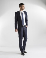 Dark blue structured microprint suit