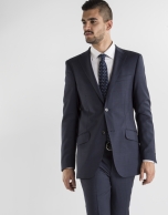 Dark blue structured microprint suit