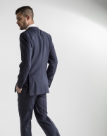 Dark blue structured microprint suit