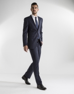 Dark blue structured microprint suit