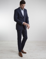 Navy blue half canvas regular fit suit 