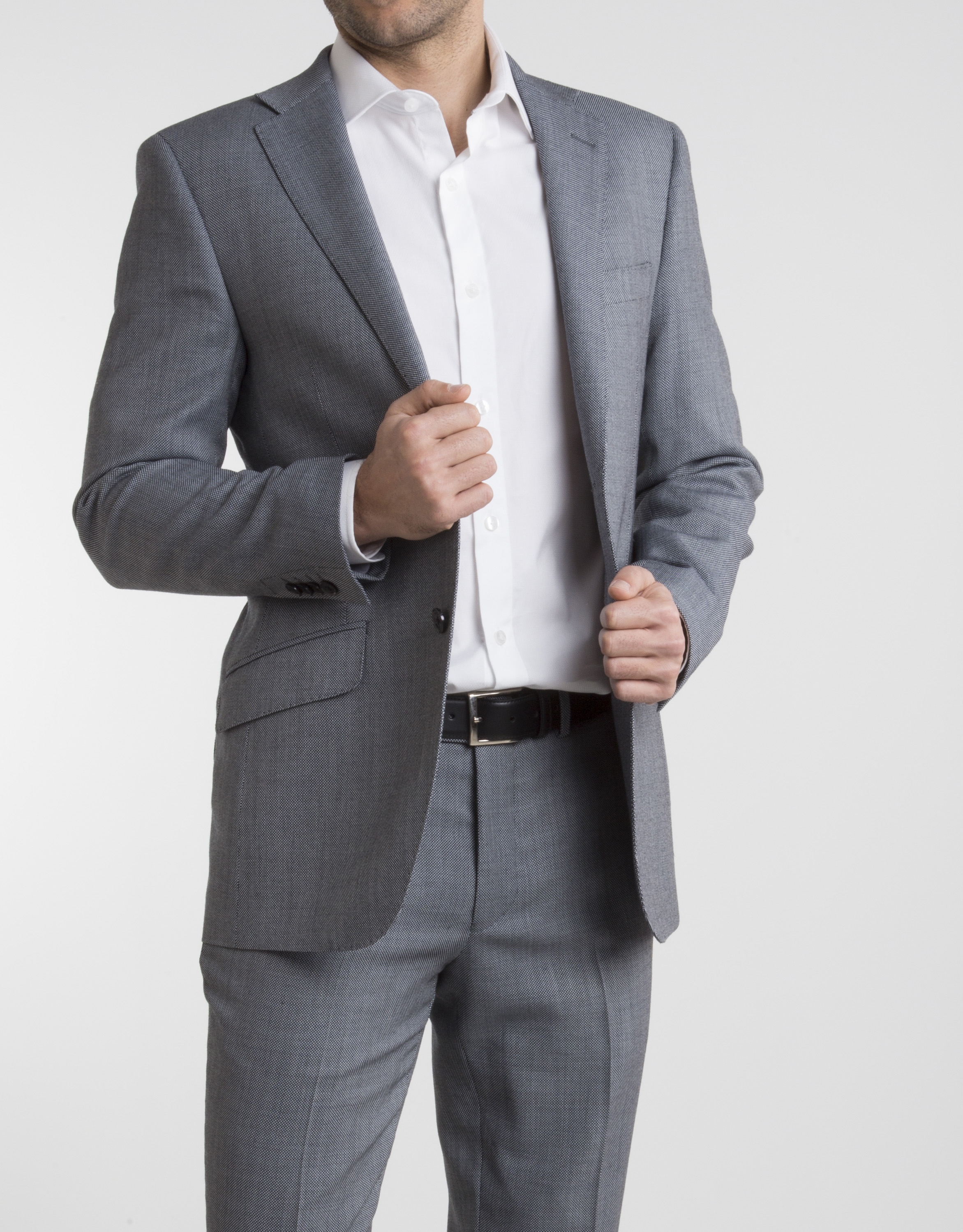 Gray half canvas regular fit suit