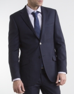 Navy blue microprint weave regular fit suit