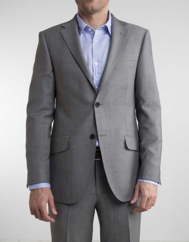 Gray structured regular fit suit - Suits - Man | Roberto Verino