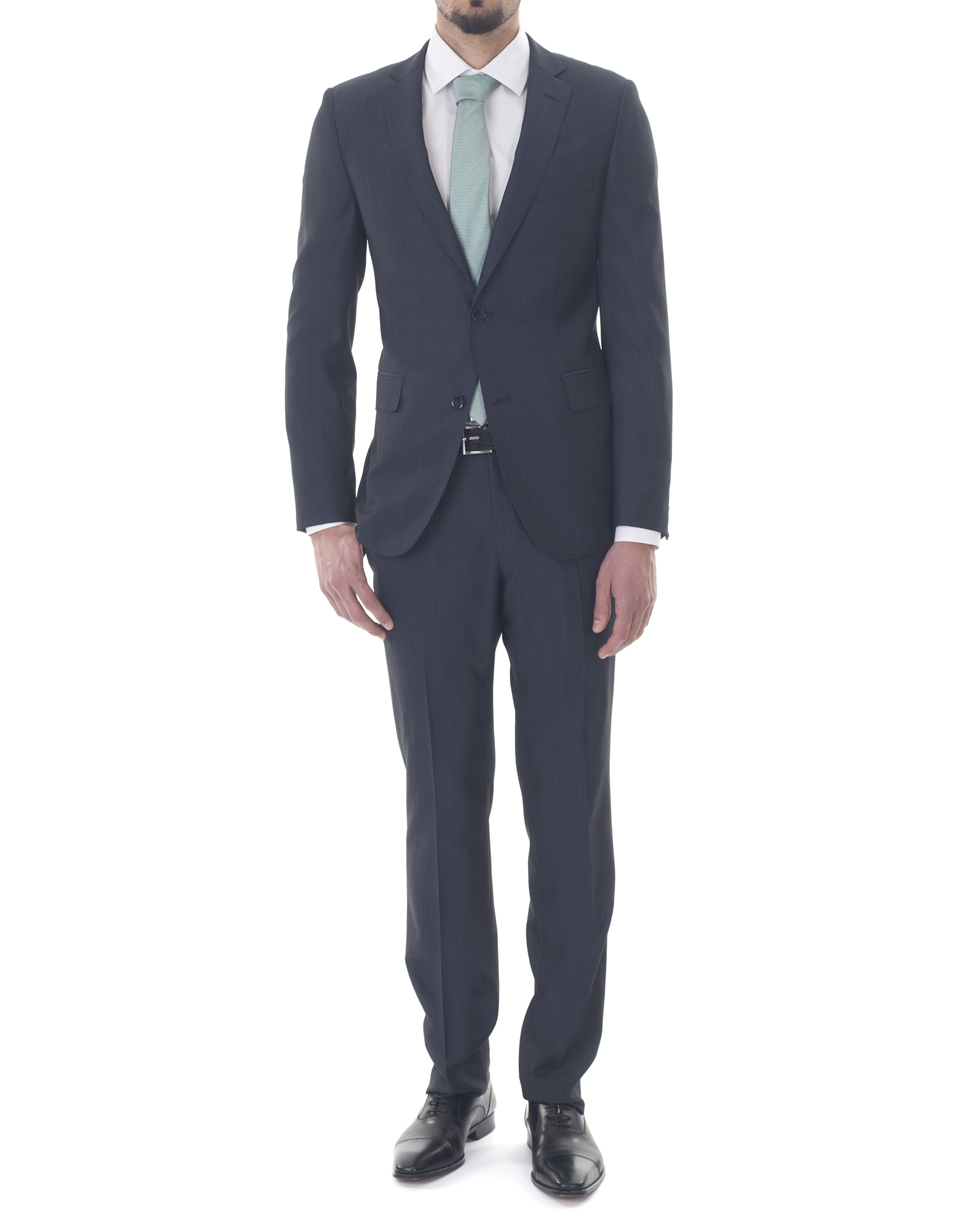 Plain blue slim fit suit 