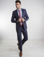 Traje slim fit cuadro azul marino