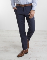 Traje slim fit cuadro azul marino