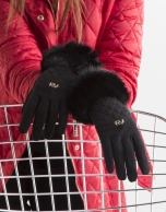 Guantes piel y pelo negro