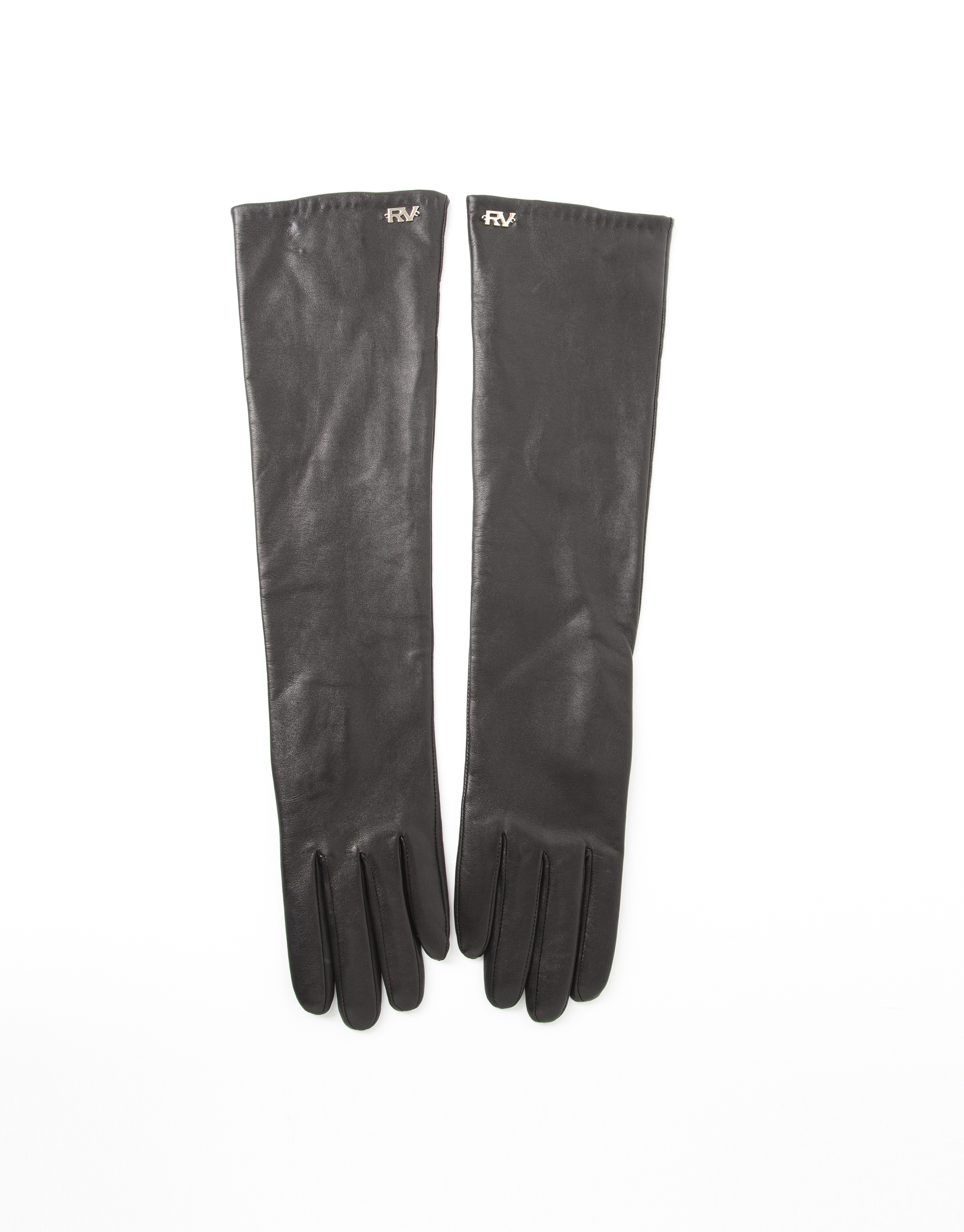 Guantes largos piel negro