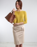 Falda recta camel