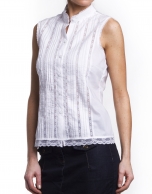 Cotton blouse with tucks and lace 