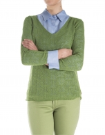 Green openwork sweater 