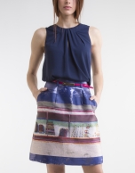 Blue print skirt