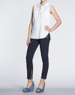 White cotton shirt with slits 