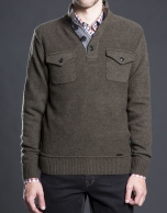 Khaki turtle neck sweater with pockets