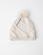 Gorro lana pompon blanco