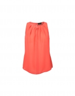 Coral sleeveless pink top with tie collar