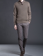 Brown structured turtle neck sweater 