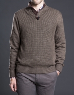 Brown structured turtle neck sweater 