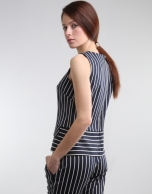 Navy blue /white sailor striped top