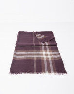 Burgundy and beige checked scarf