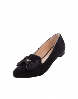 Lisboa Lazo black fur pointed moccasins