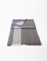 Navy blue and beige multicolor scarf