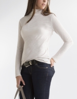 Beige t-shirt with turtle neck