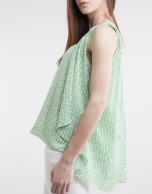 Loose green print top