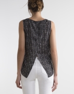 Black checked top with pleats