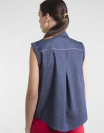 Sleeveless navy blue shirt