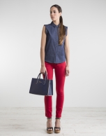 Sleeveless navy blue shirt