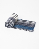 Grey and blue herringbone scarf