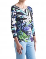 Camiseta floral azules base blanca manga larga