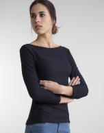 Navy blue knit top