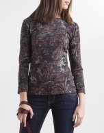 Grey floral top with long sleeves