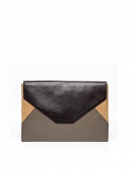 Gray leather Patchwork Envelope Clutch